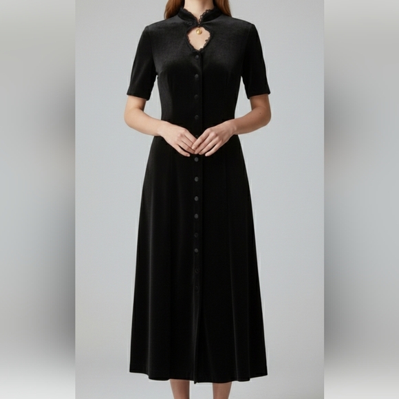 Vintage Molly Malloy Black Velvet Maxi Dress Sz 12 Whimsigoth Vampire Fairy